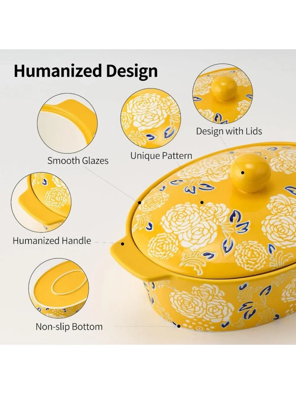 Yellow Ceramic Casserole Dish With Lid Casserole Dishes for Oven Baking Dish Pan